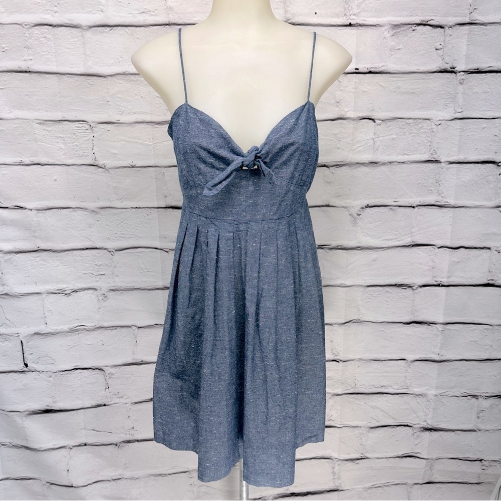 MADEWELL Cami babydoll Dress Straps Zip Pleated Stretch Panels Bow Sz 0 - Picture 6 of 11